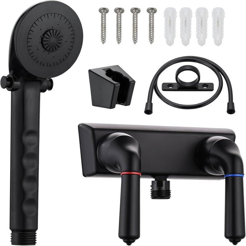 LavishStream RV Shower Faucet with Handheld Showerhead & Hose, 4" ABS Shower Set, Leak & Rust Resistant for RV Camper Motorhome Travel Trailer (Black, Indoor/Outdoor Use) - Image 1